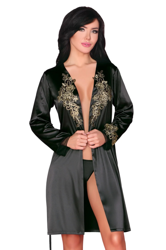 Dámský župan Natasha - LivCo CORSETTI FASHION černá S/M