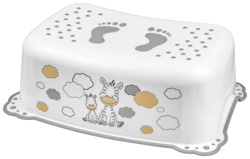 Maltex dětský protiskluzový stupínek Zebra, bílý/šedý