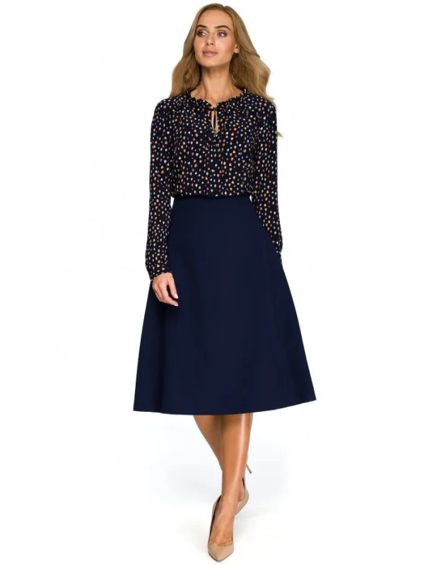 S133 Midi sukně áčkového střihu - tmavě modrá EU XL