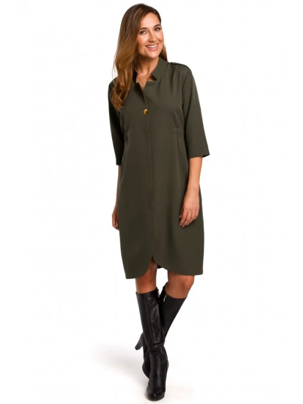 S189 Blejzrové šaty - khaki barva EU XL