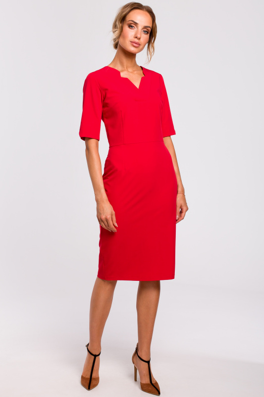M455 Šaty s výstřihem do V - červené EU XXL