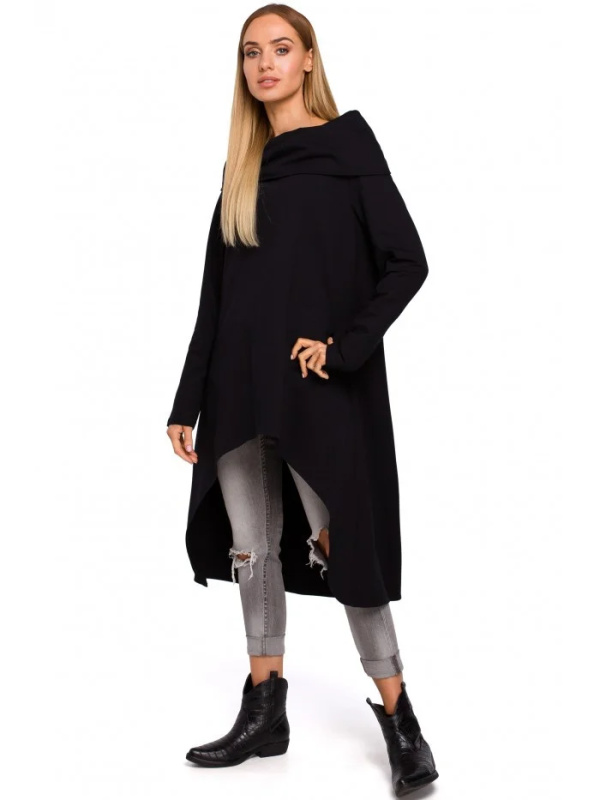 M477 Asymetrická tunika se širokým límcem - černá EU 2XL/3XL