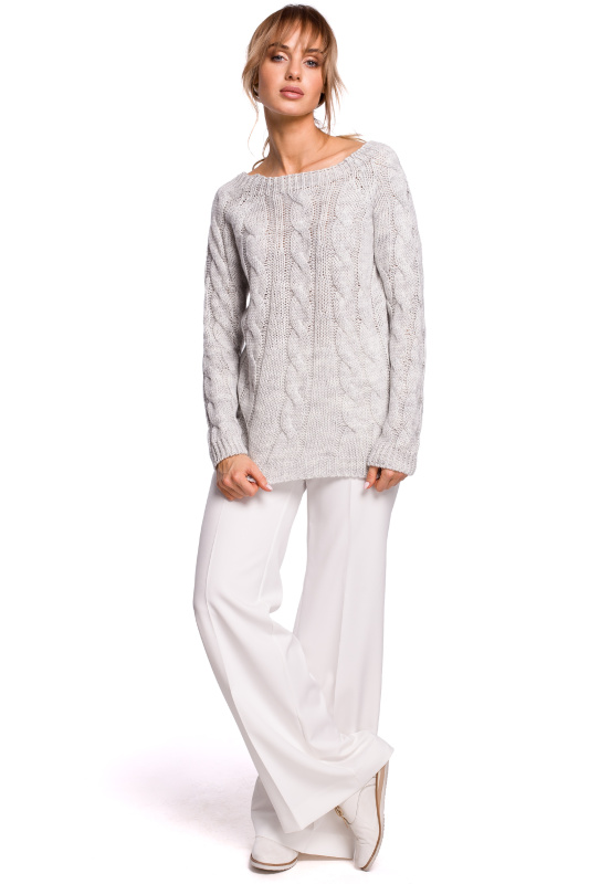 M511 Svetr s výstřihem Bateau - šedý EU L/XL