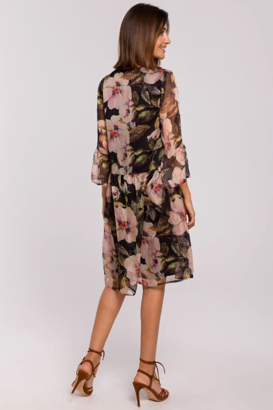 Dámské šaty S214 - Stylove L-40 černá s květy