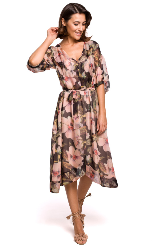 Dámské šaty S226 - Stylove L-40 černo-béžová