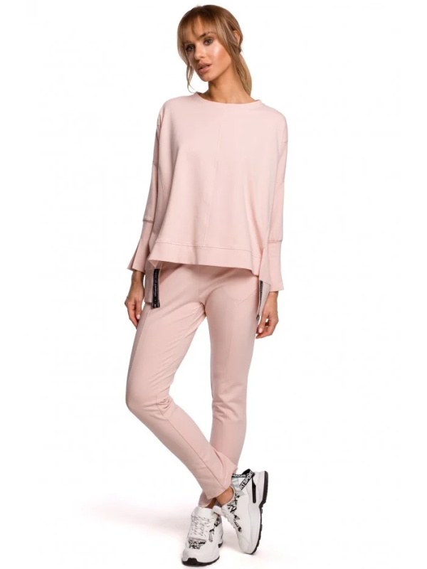 M491 Svetr nadměrné velikosti s bočními rozparky - candy pink EU 2XL/3XL