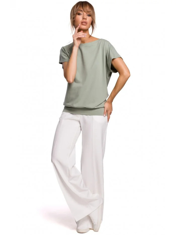 M498 Zavinovací top s krátkými rukávy - pistáciový EU L