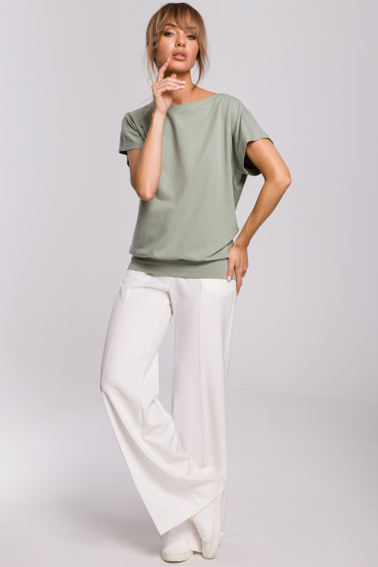 M498 Zavinovací top s krátkými rukávy - pistáciový EU S