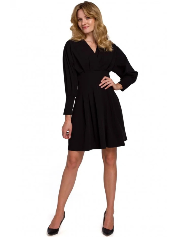 K087 Šaty s kimonovými rukávy - černé EU M
