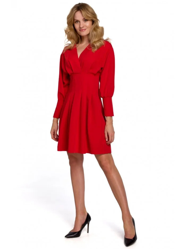 K087 Šaty s kimonovými rukávy - červené EU S