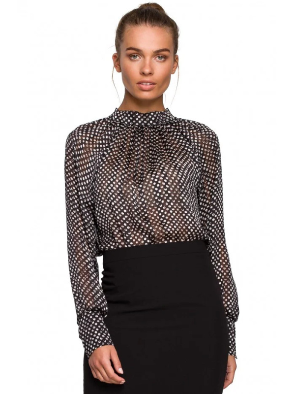 S235 Chiiffonová halenka se zavazováním na zádech - model 1 EU XXL