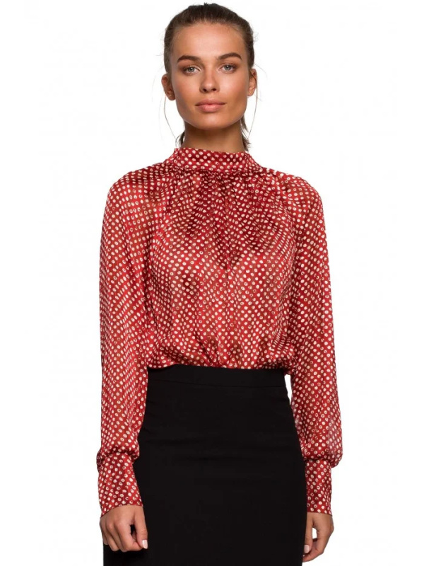 S235 Chiiffonová halenka se zavazováním na zádech - model 2 EU XXL