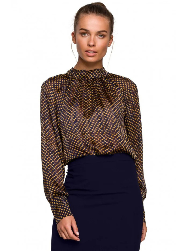 S235 Chiiffonová halenka se zavazováním na zádech - model 3 EU S