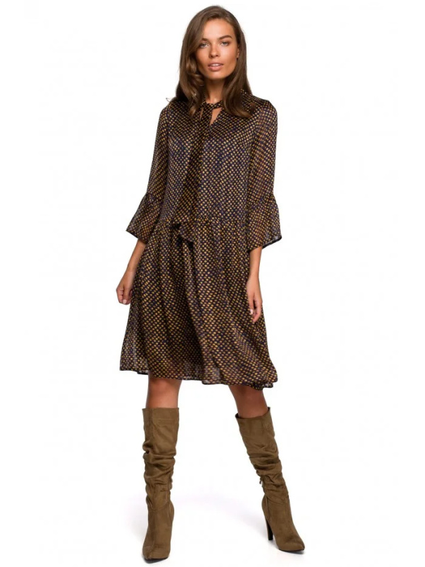 S237 Šifonové šaty se zavazováním u krku - model 3 EU XL