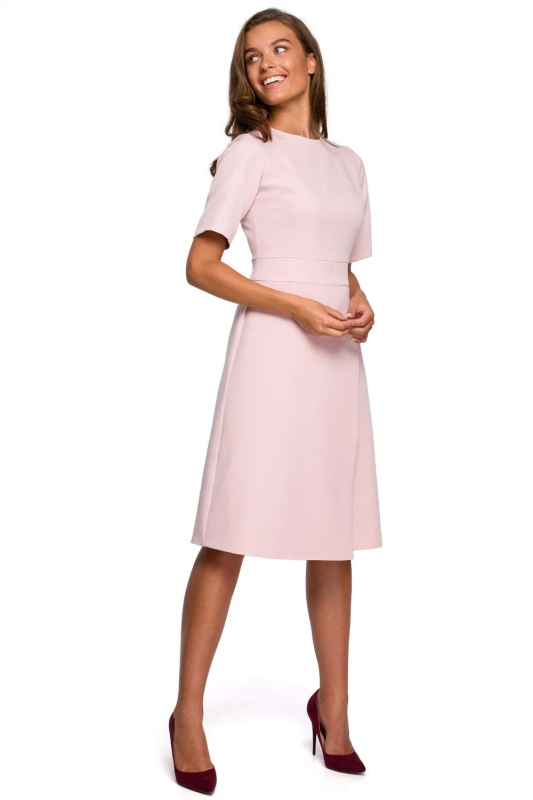 Dámské šaty S240 - Stylove pudrovo-růžová L