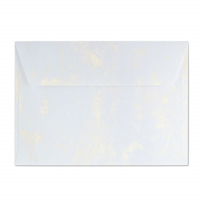 Galeria Papieru Ozdobné obálky Mramor - C6, 120 g/m2, bílé/zlaté, 10 ks