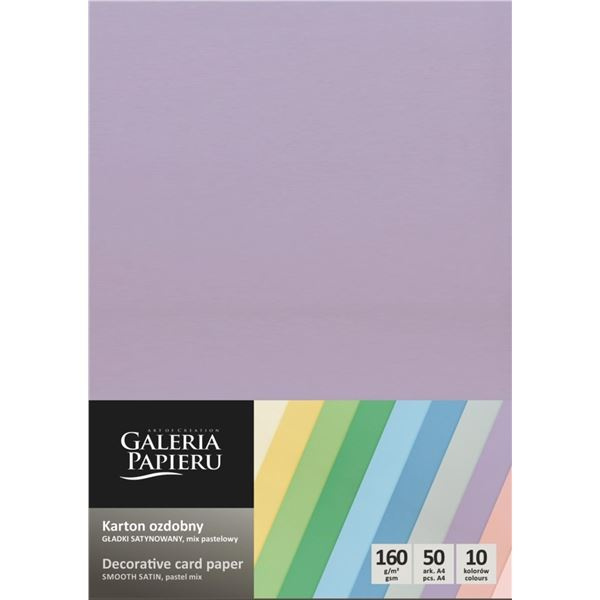 Galeria Papieru Ozdobný papír A4 hladký - 160 g/m2, pastelový mix, 50 listů