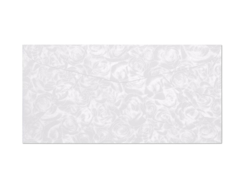 Galeria Papieru Ozdobné obálky hladké - DL, 120 g/m2, bílé, motiv stříbrné růže, 10 ks