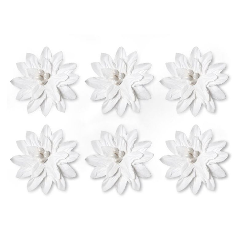 Galeria Papieru Samolepicí papírové květiny - Dalia, bílé, 6 ks