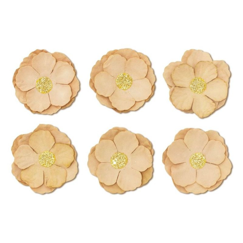 Galeria Papieru Samolepicí papírové květiny - Clematis, béžové, 6 ks