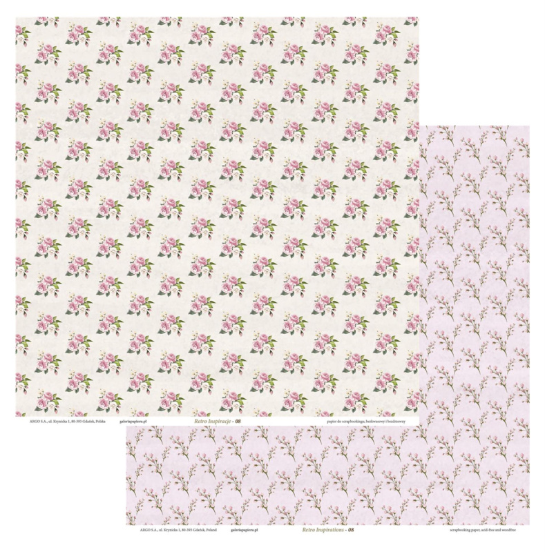 Galeria Papieru Kreativní papír na scrapbooking - 305 x 305 mm, 200 g/m2, malé růže, 5 listů