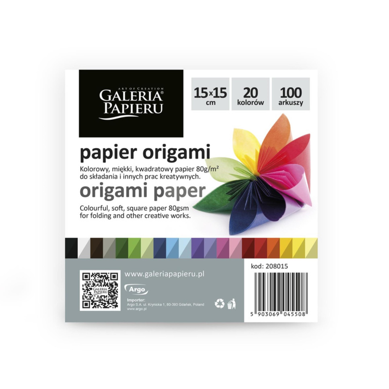 Galeria Papieru Papír na origami - 15 x 15 cm, mix barev, 100 ks