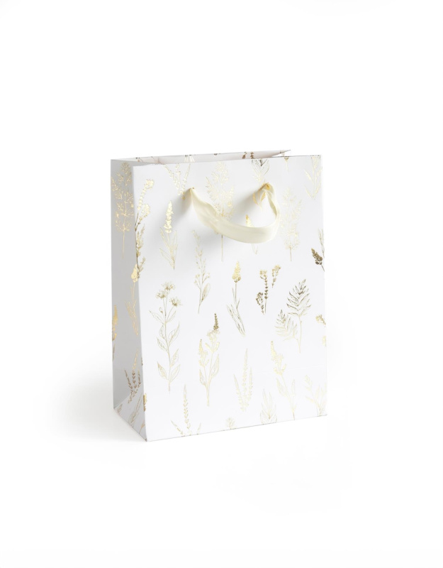 Galeria Papieru Dárková taška - 20 x 15 cm, bílá, zlatý potisk, 5 ks
