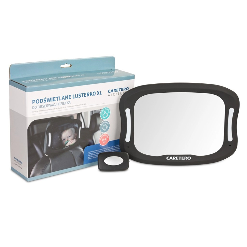 Caretero Zpětné zrcátko do auta s LED podsvícením - černé