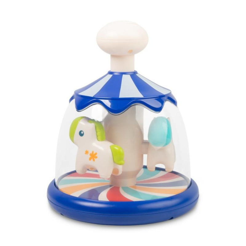 Toyz Toyz Edukační hračka Káča s koníky – modrá, kolotoč, 6m+