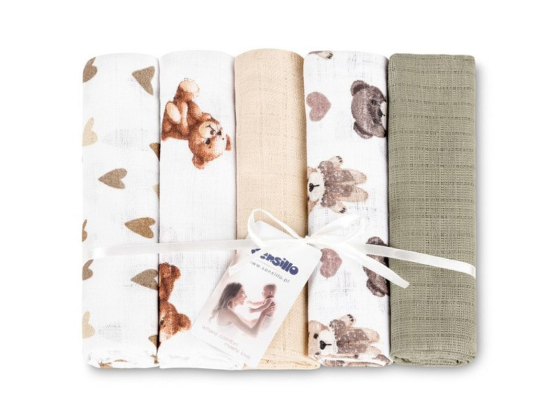 SENSILLO Tetra pleny Basic 70×80 cm Teddy Beige – sada 5 ks, 100% bavlna