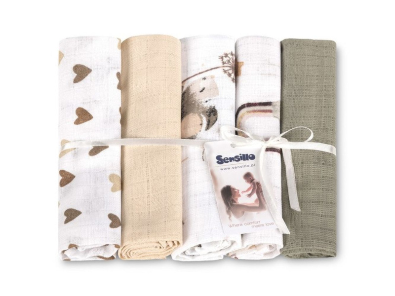 SENSILLO Tetra pleny Basic 70×80 cm Mouse beige - sada 5 ks, 100% bavlna