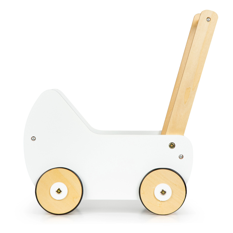 ECOTOYS Dřevěný vozík pro panenky bílý