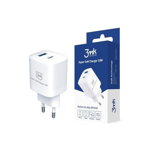 3mk Hyper GaN Charger 33W síťová nabíječka bílá