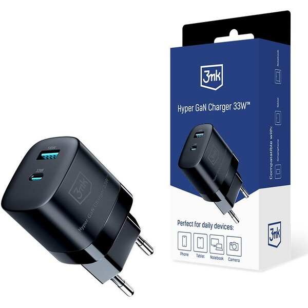 3mk Hyper GaN Charger 33W síťová nabíječka černá