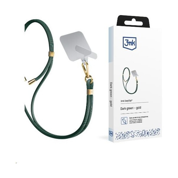 3mk EasyClip univerzální šňůrka pro telefony se zadním krytem tmavě zelená