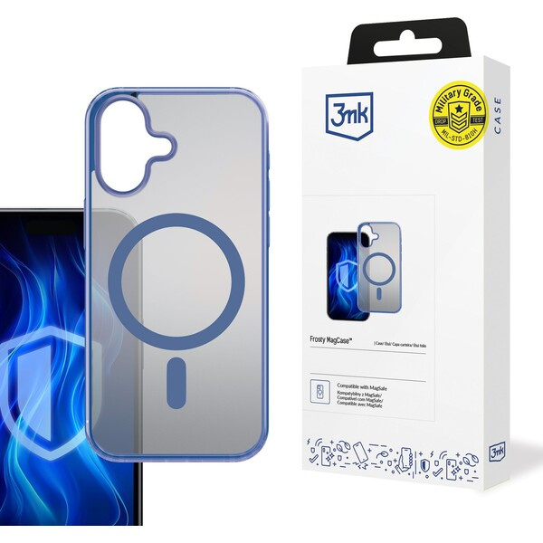 3mk ochranný kryt Frosty MagCase pro Apple iPhone 16 modrá Modrá