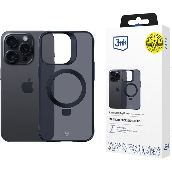 3mk ochranný kryt Smoke Case Mag&Stand pro Apple iPhone 16 Pro Max Černá