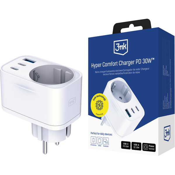 3mk Comfort Charger GaN 30W síťová nabíječka bílá