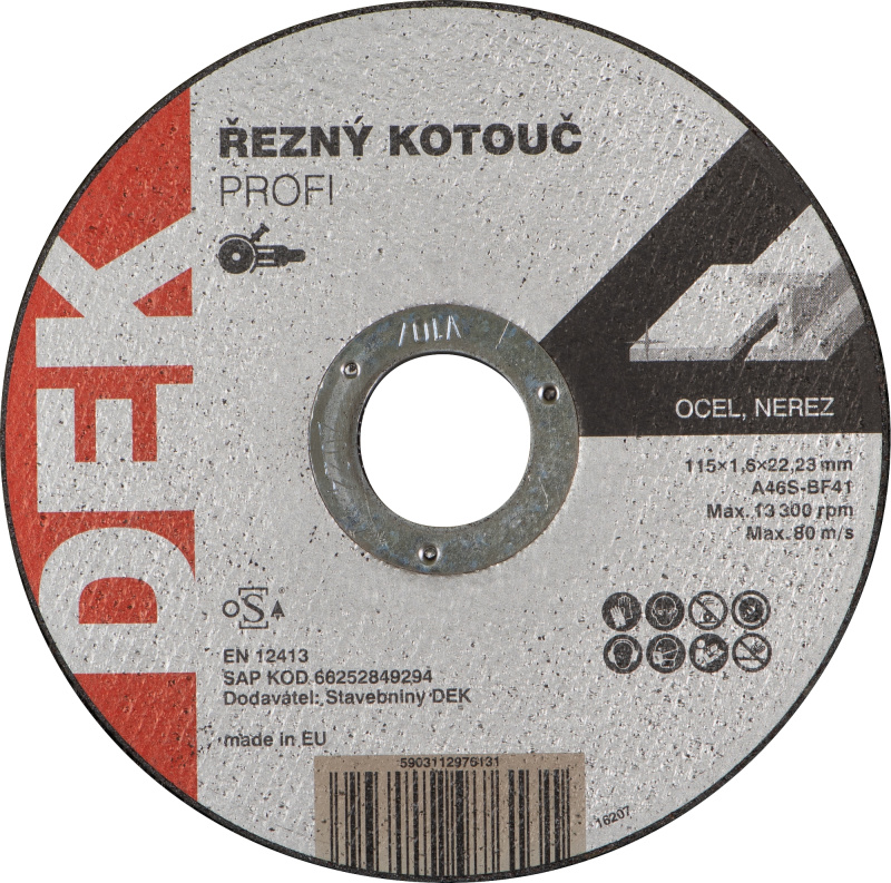 Kotouč řezný DEK PROFI 115×22,23 mm 1,6 mm