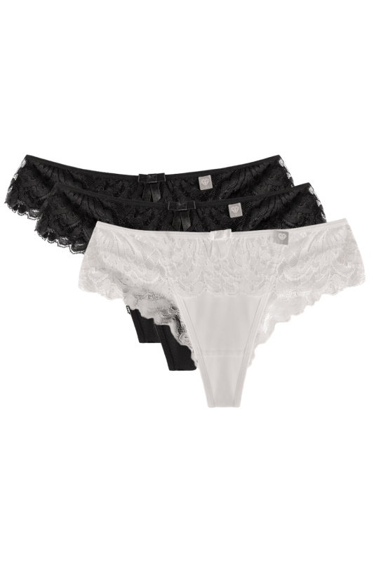 Tanga Wol-Bar Diamond 3503 3 pcs Barva: Černá, Velikost: L