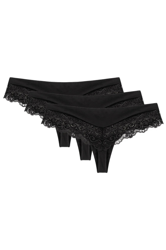 Tanga Wol-Bar Sirtaka 3 pcs Barva: Černá, Velikost: L