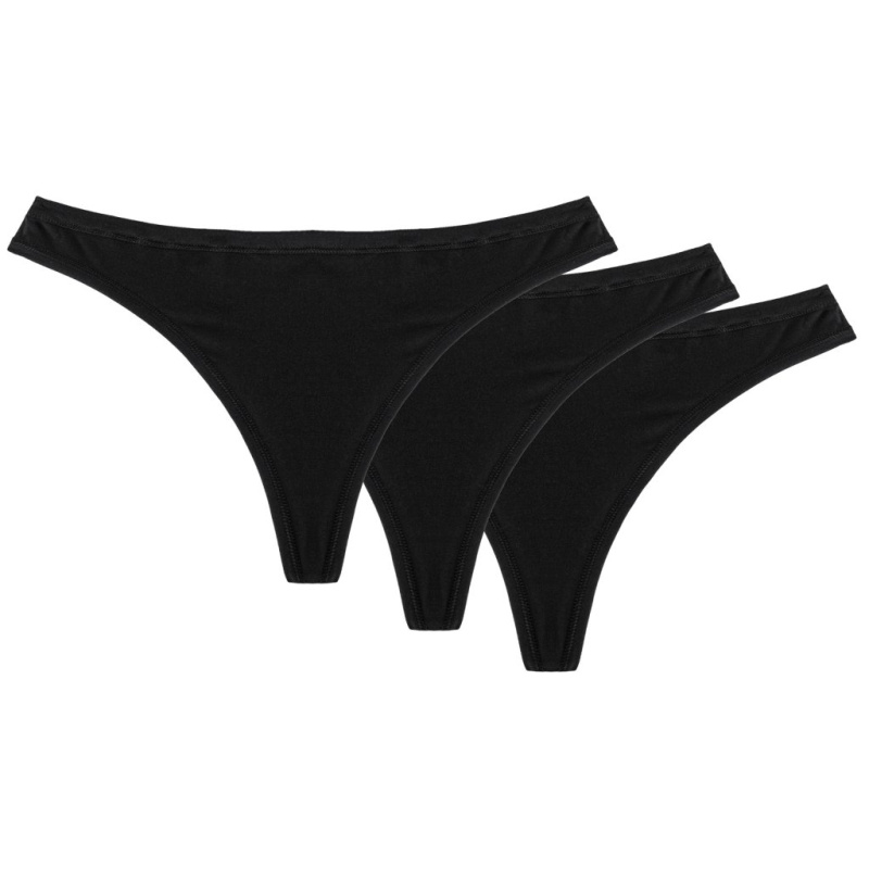 Dámské tanga Wol-Bar Soft Simple 3-pak - výprodej Barva: Černá, Velikost: S