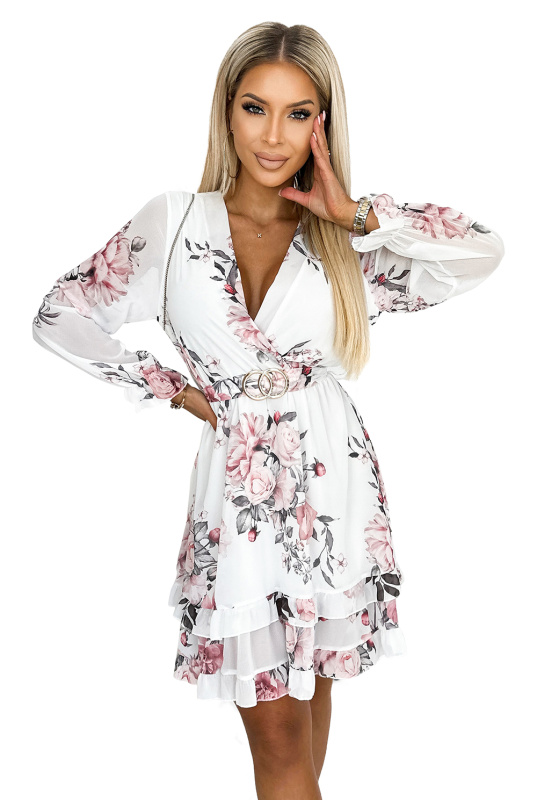 Dámské šaty 422-2 ROSETTA - NUMOCO Bílá Univerzální