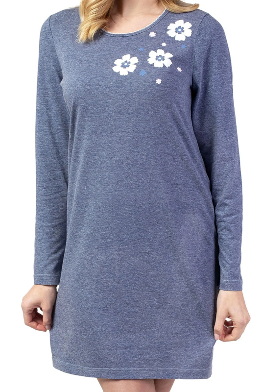 Dámská noční košilka 141 blue - REGINA tmavě modrá 3XL