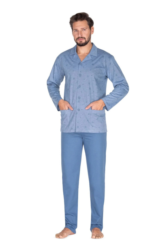 Pánské pyžamo 444 light blue plus - REGINA světle modrá XXL