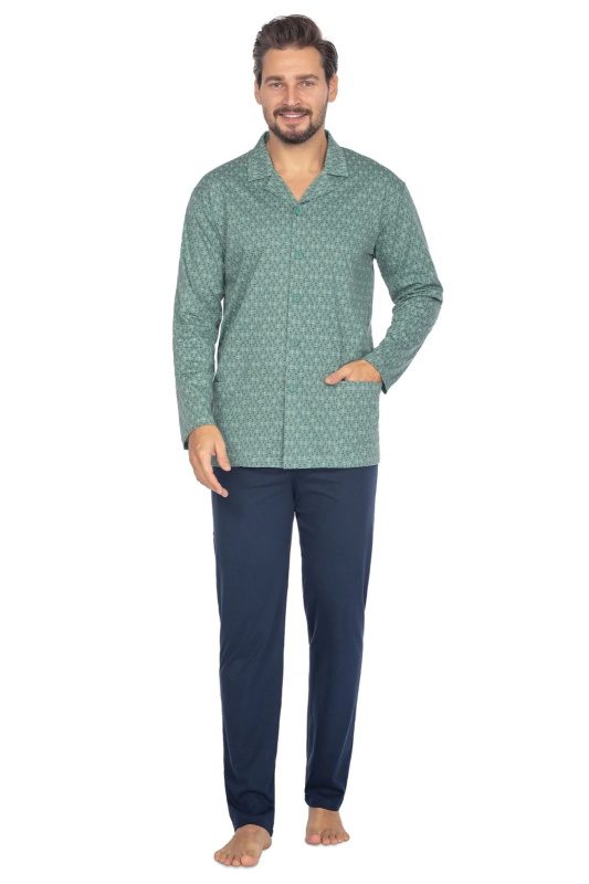 Pyžamo Regina 463 dlouhé/r 2XL-3XL L24 pánské rozepínací tmavě modrá XXL