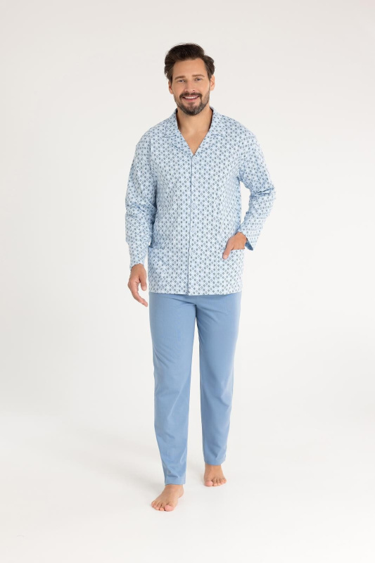 Pyžamo Regina 486 dlouhé/r 2XL-3XL pánské rozepínací béžová XXL