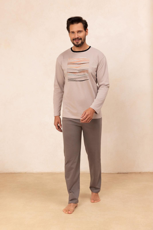 Pyžamo Regina 492 dlouhé/r M-XL Z25/26 pánské béžová L