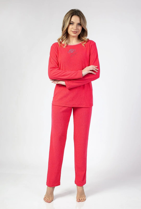 Dámské pyžamo Regina 677 dlouhé/r froté 2XL-3XL raspberry 3XL