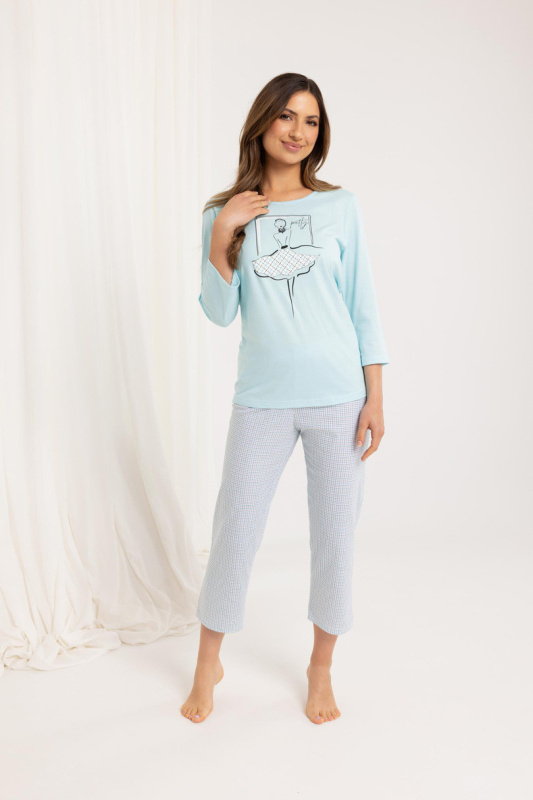 DÁMSKÉ PYŽAMO 716 BIG J/25 tyrkysová 3XL